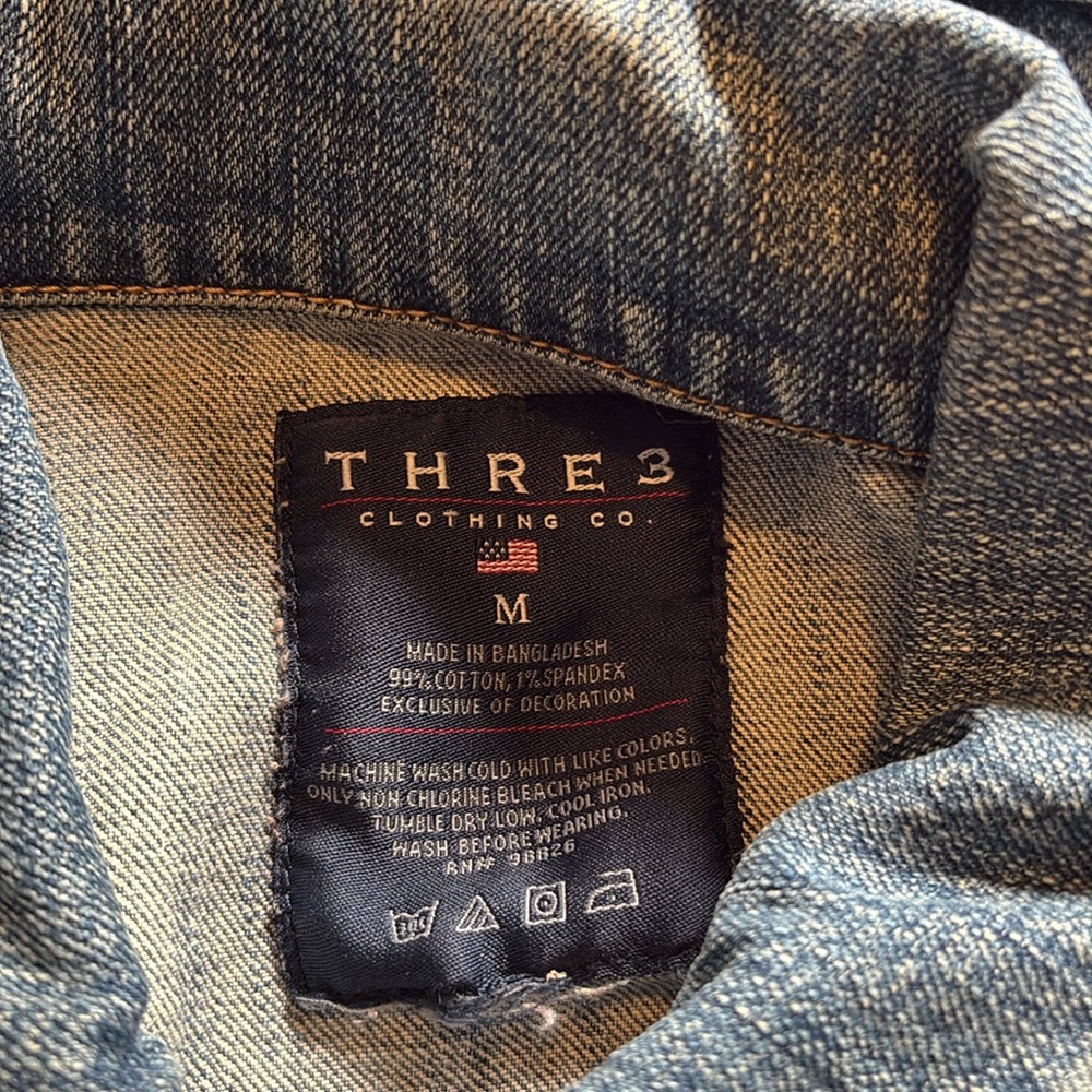 Thre3 Jean Jacket Size Medium - Picture 3 of 3